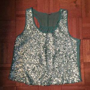 Turquoise sequined tank